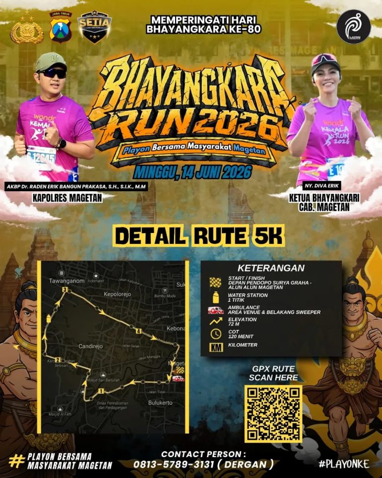 Ribuan Pelari Padati Magetan, “Bhayangkara Run 2026 5K” Meriahkan HUT ke-80 Polri